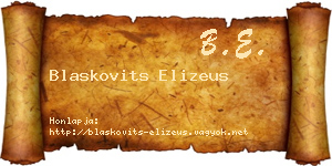 Blaskovits Elizeus névjegykártya